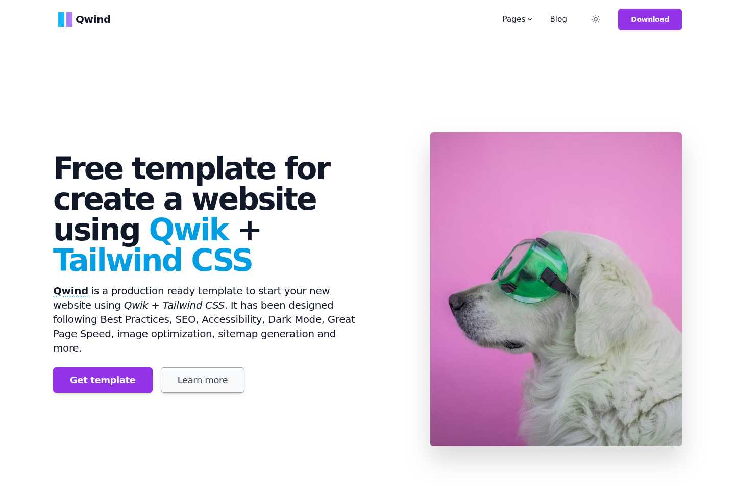 Qwind — Free template for Qwik + Tailwind CSS to build your new website.